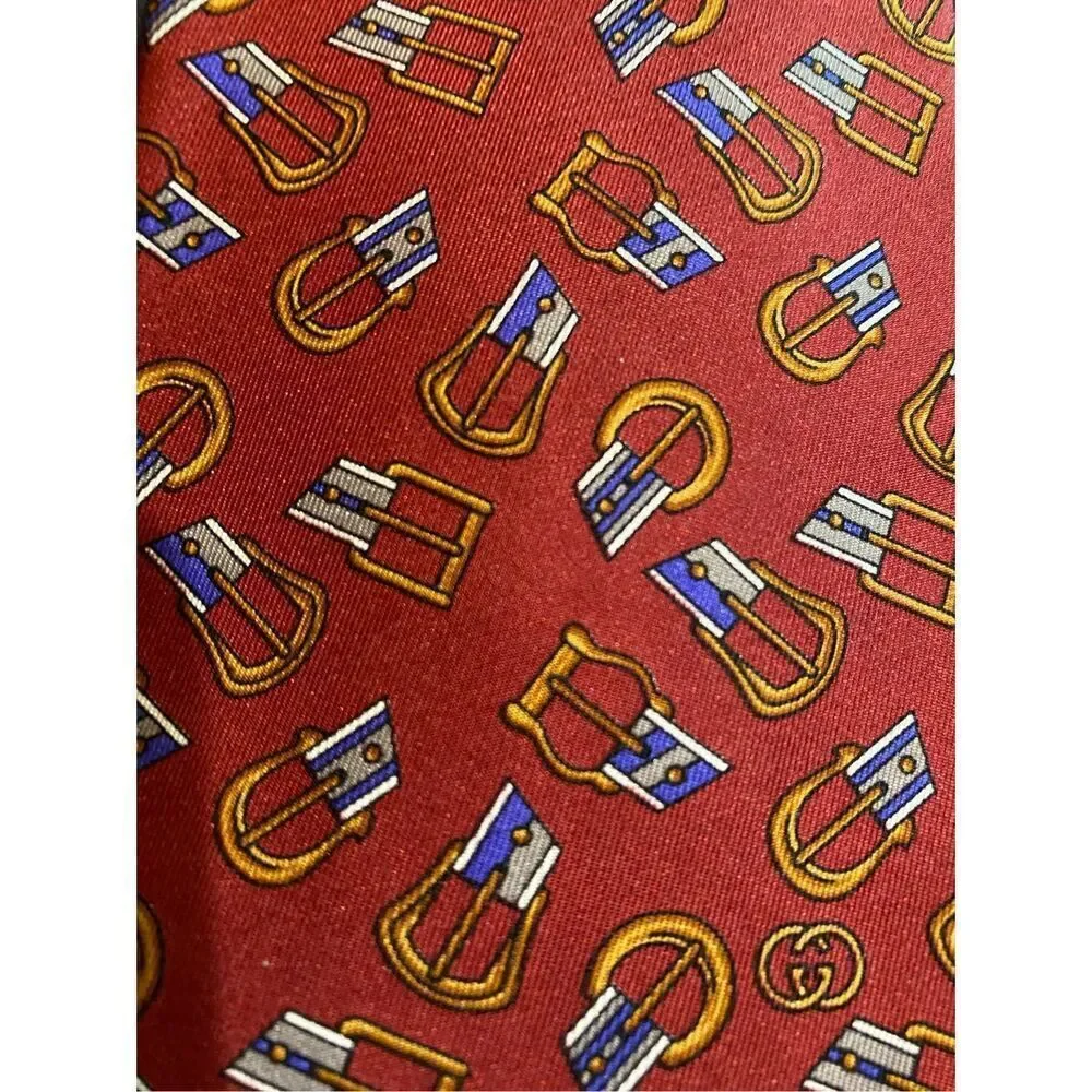 Gucci men’s vintage birthday silk belt logo pattern, print tie 57